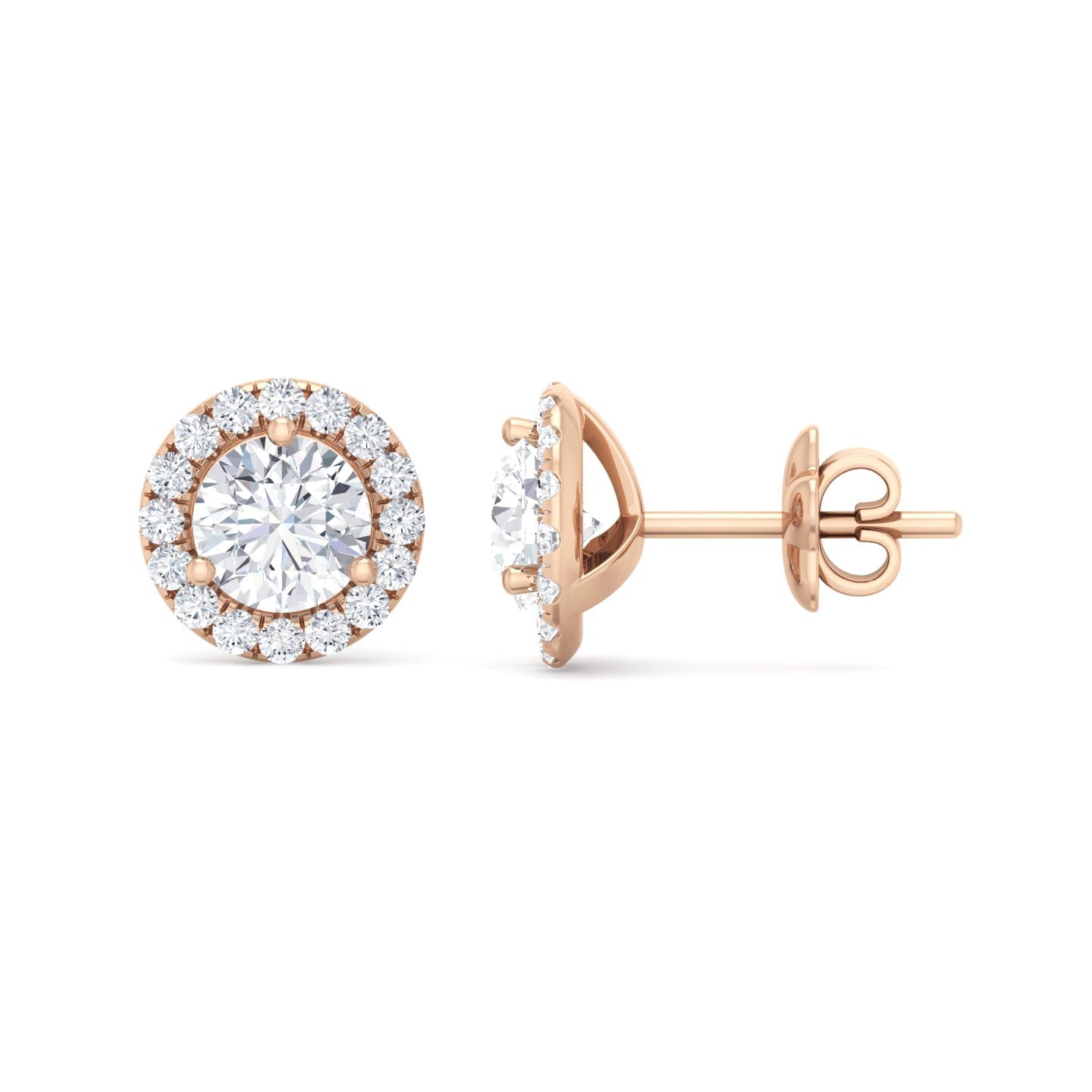 Rose Gold Halo Studs