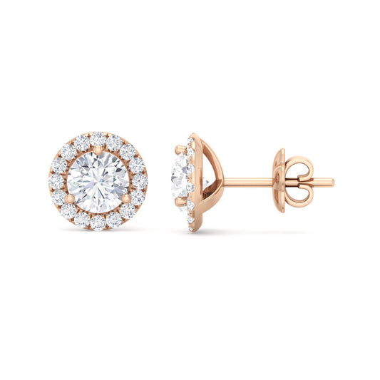 Rose Gold Halo Studs