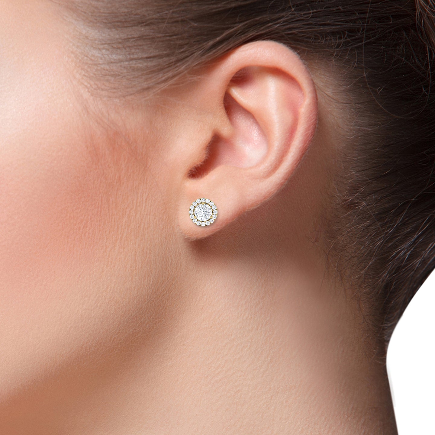 Platinum Gold Halo Studs