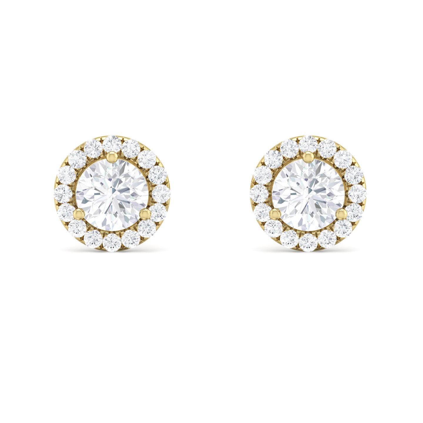 Yellow Gold Halo Studs